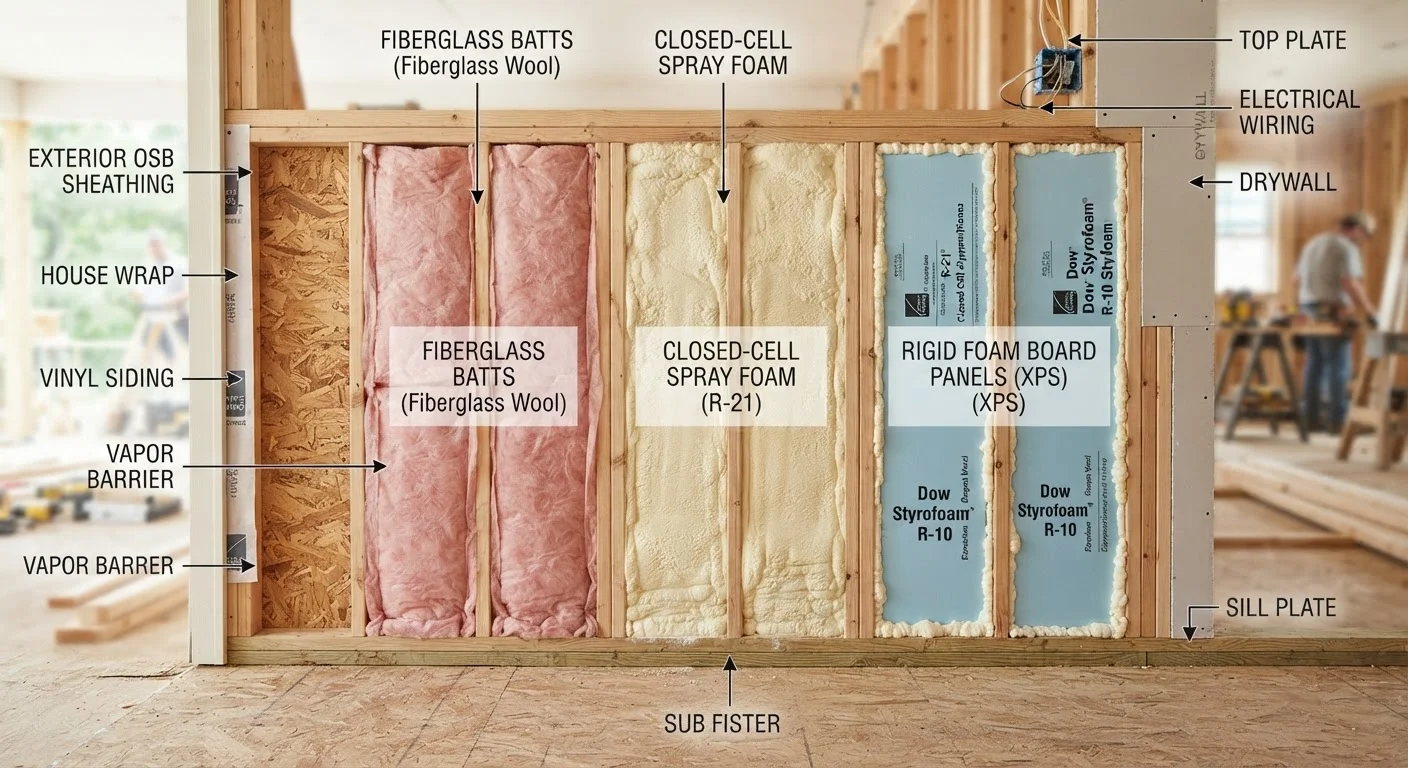 Insulation Materials Compared: Fibreglass, Spray Foam, and Rigid Board